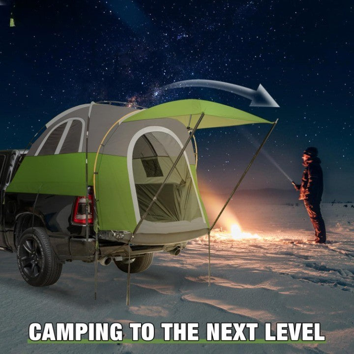 Truck Bed Tent With Awning, Fits 5.5-5.8FT Truck, PU3000mm Waterproof Tailgate Pickup Truck Tents, Easy Set-up For 2 Person, Fits Full Size Short Bed, Chevy, Dodge, Ford, GMC
