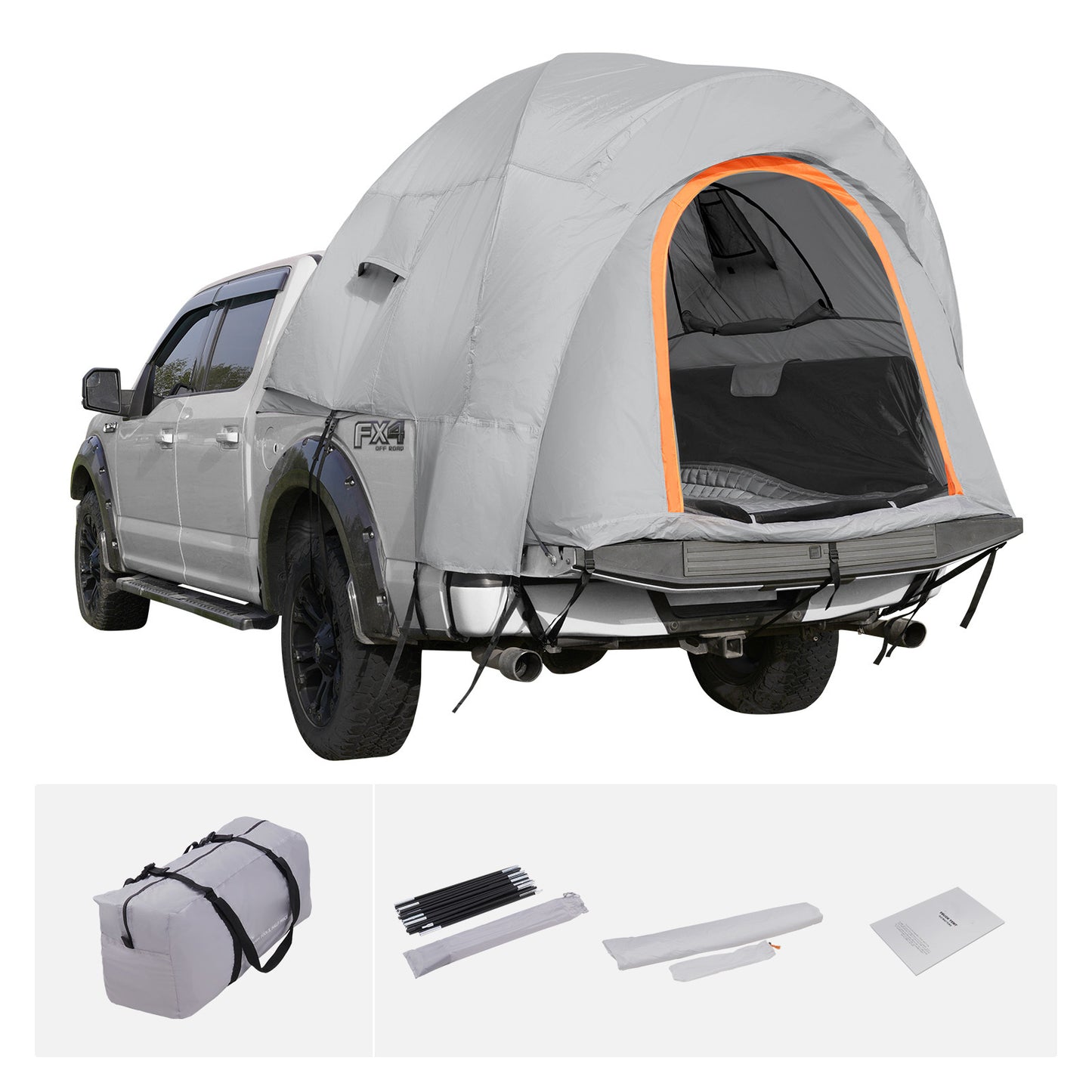 VEVOR Truck Bed Tent, 5.5-6 Pickup Truck Tent With Rain Layer And Carry Bag, Waterproof PU2000mm Double Layer Truck Tent For Camping, Accommodate 2-3 Person, For Camping Traveling Outdoor Activities