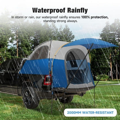 Truck Bed Tent With Awning, Fits 5.5-5.8FT Truck, PU3000mm Waterproof Tailgate Pickup Truck Tents, Easy Set-up For 2 Person, Fits Full Size Short Bed, Chevy, Dodge, Ford, GMC