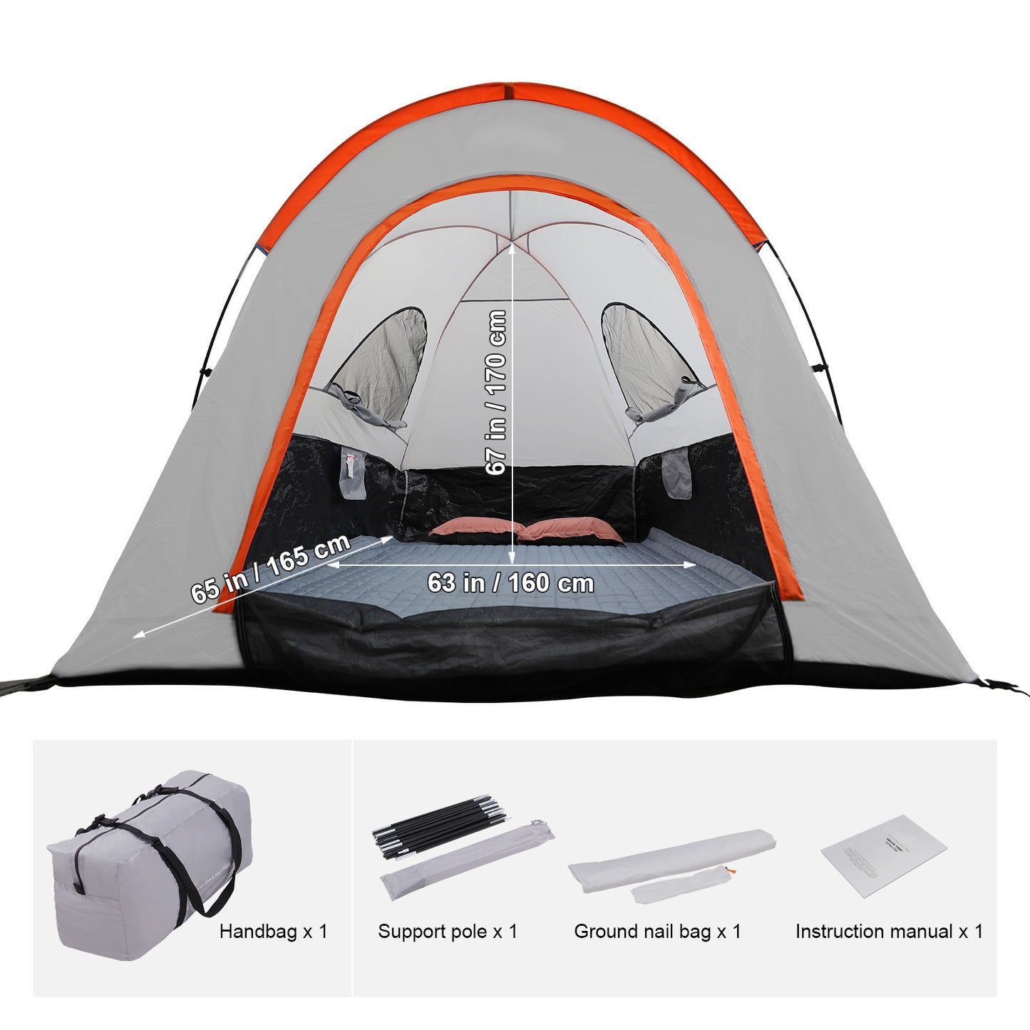 VEVOR Truck Bed Tent, 5.5-6 Pickup Truck Tent With Rain Layer And Carry Bag, Waterproof PU2000mm Double Layer Truck Tent For Camping, Accommodate 2-3 Person, For Camping Traveling Outdoor Activities