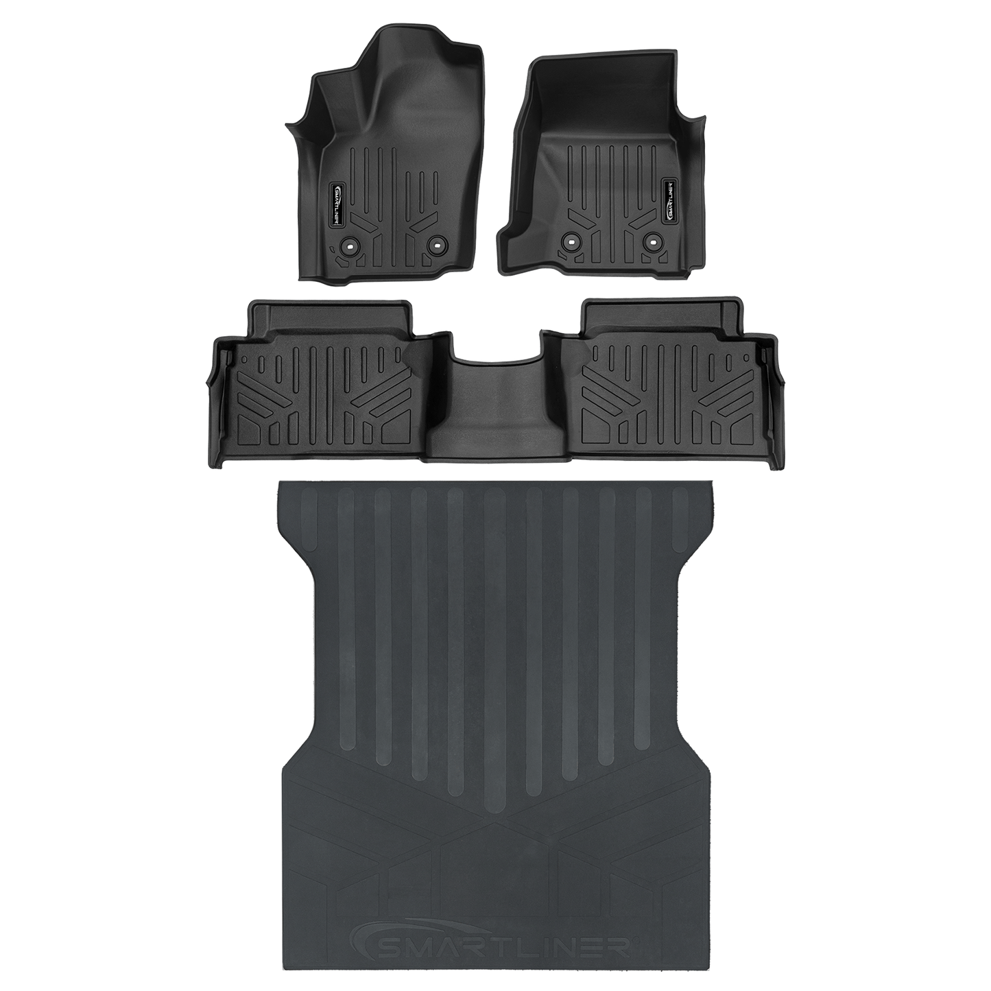 SMARTLINER All Weather Custom Fit Floor Liner Compatible With 2024-2025 Toyota Tacoma Double Cab (Only Fits with 2nd Row Under Seat Storage)