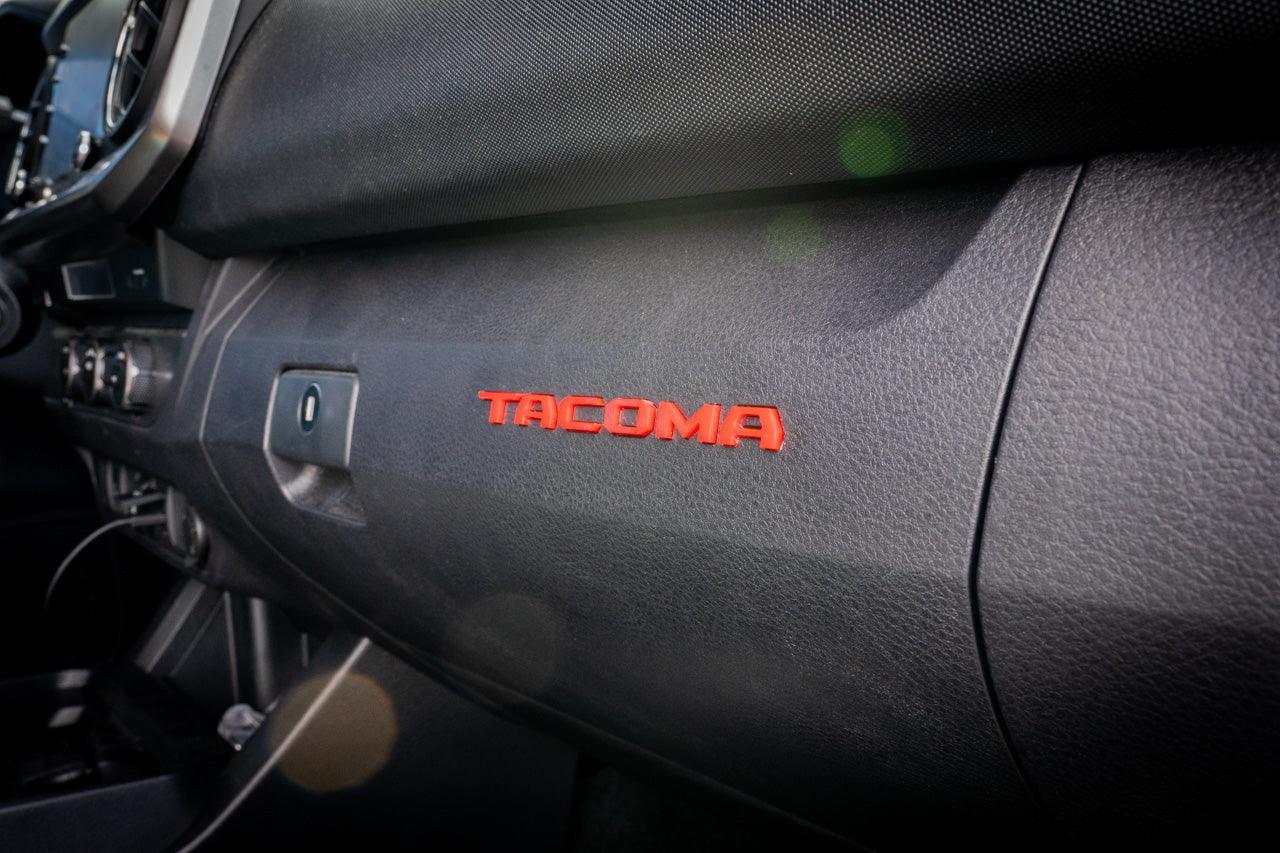 Glove Box "TACOMA" Acrylic Logo Inlays (Laser Series) - 2016-2023 Tacoma