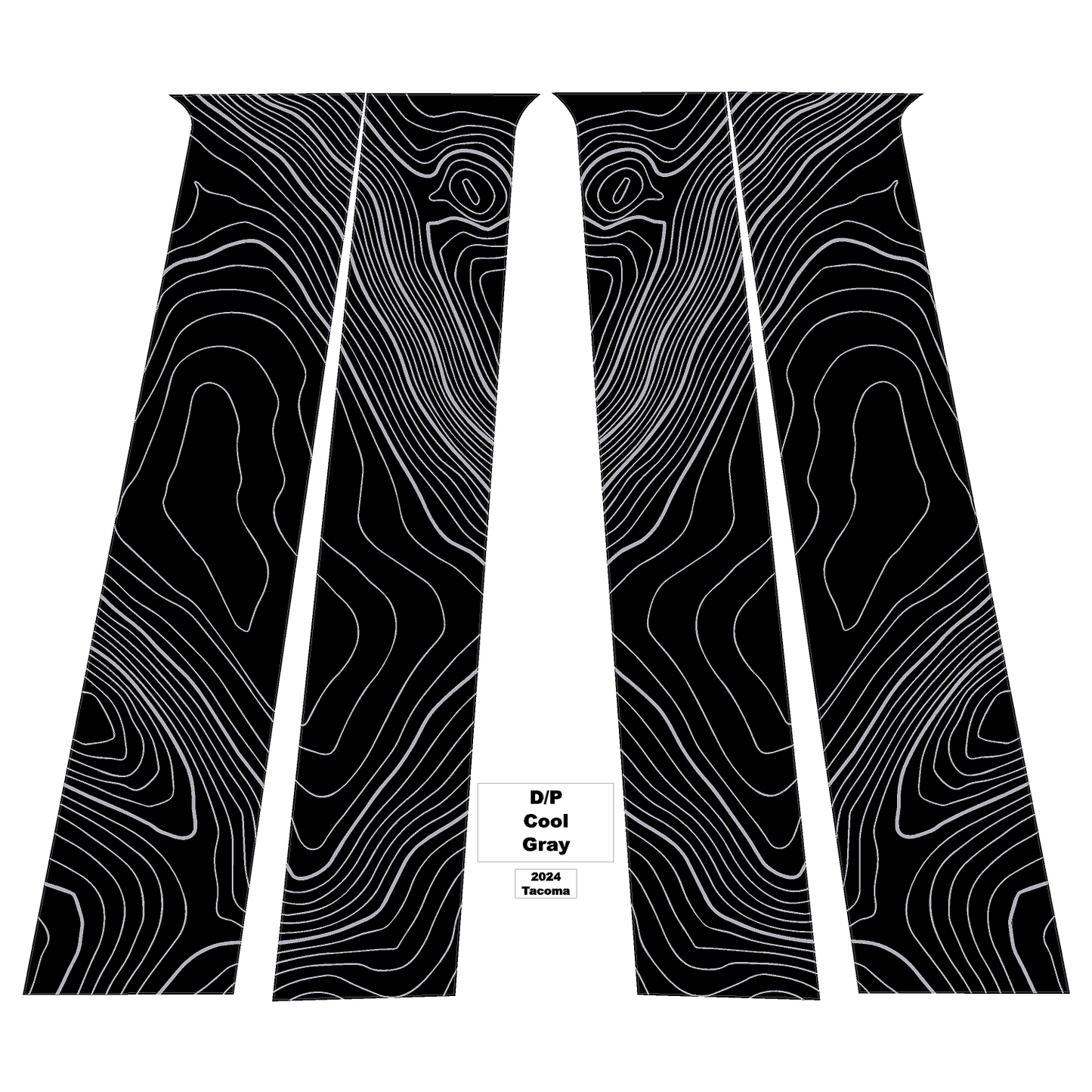 Topographic B Pillar Overlays - 2024+ Tacoma Double Cab / 2025+ 4Runner